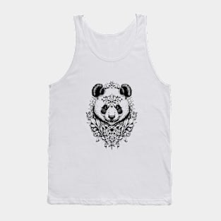 Panda Bear Wild Animal Nature Illustration Art Tattoo Tank Top